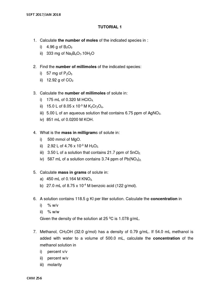 Tutorial 1 Mass Concentration Chemistry Mass Fraction Chemistry
