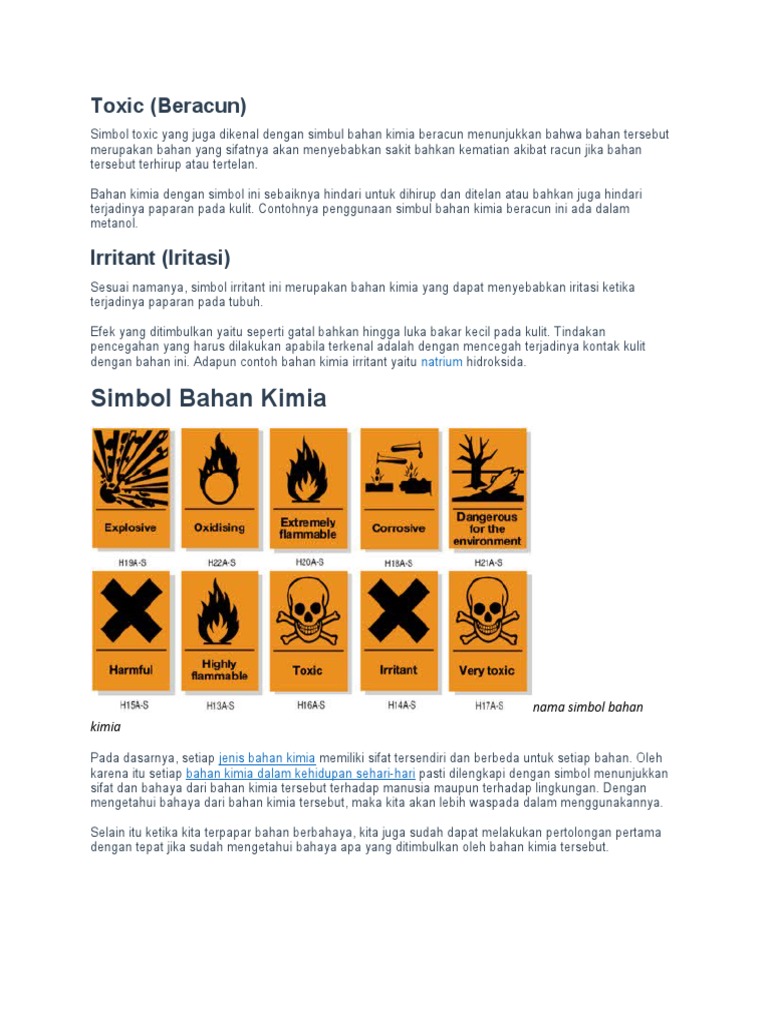 Simbol dan Arti Bahan Kimia Berbahaya | PDF | Pengembangan Diri ...