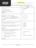 Question 1 (25 Points) : A. What Is The Output of Each of The Following Fragments? Circle The Correct Answer