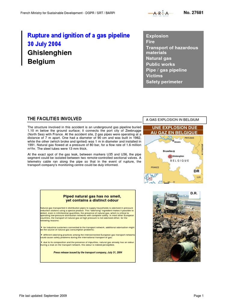Rupture and Ignition of A Gas Pipeline in Ghislenghien, Belgium | PDF ...