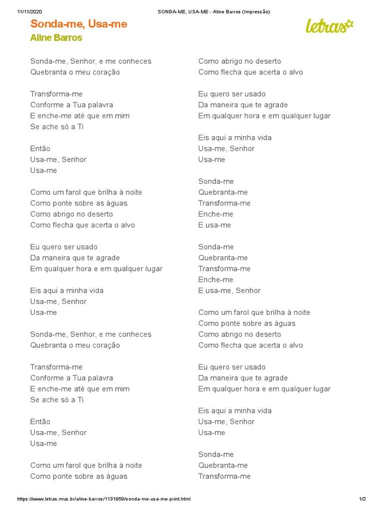 SONDA-ME, USA-ME - Aline Barros (Impressão) PDF | PDF