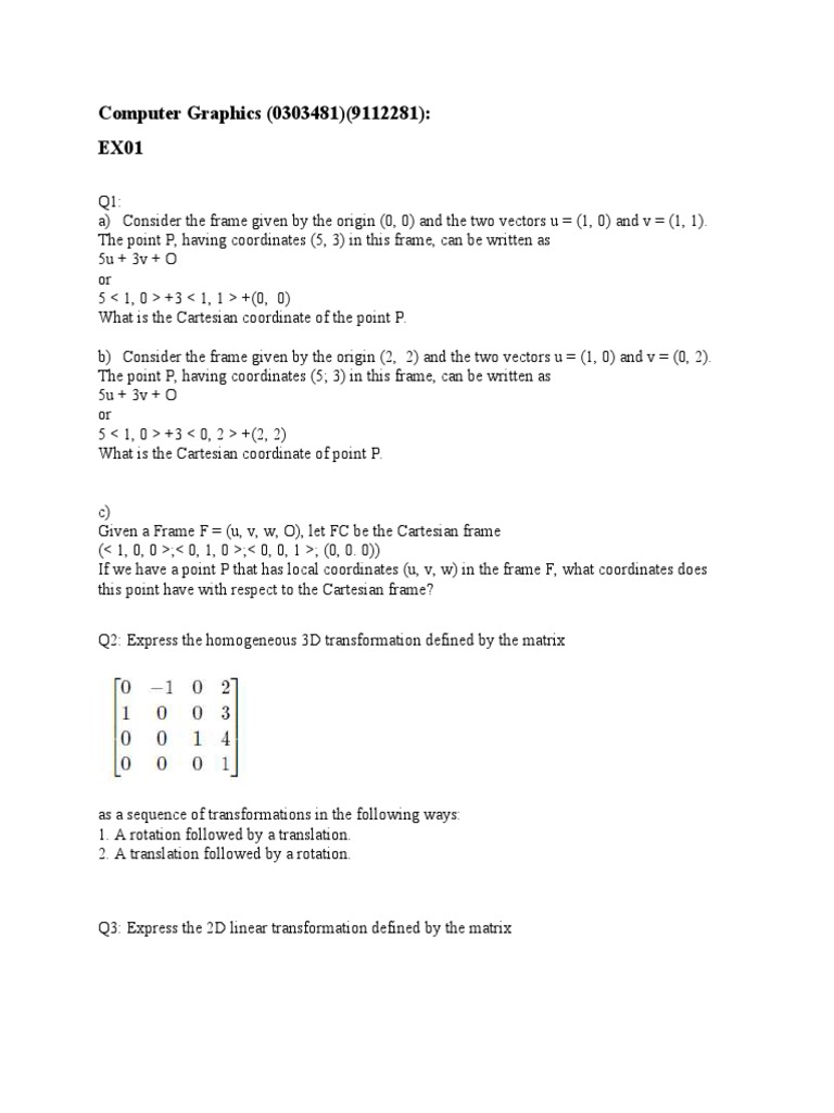 Computer Graphics (0303481) (9112281) : EX01 | PDF | Teaching Methods ...