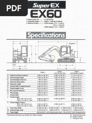 Hitachi EX60-3 Excavator Specifications | PDF | Piston | Vehicles