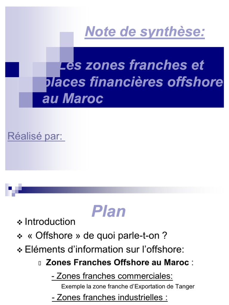 Zone Offshore Maroc Pdf Delocalisation Banques