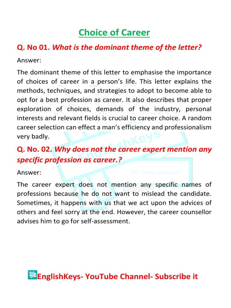 Importance of Career Choice Strategies | PDF | Cognition ...