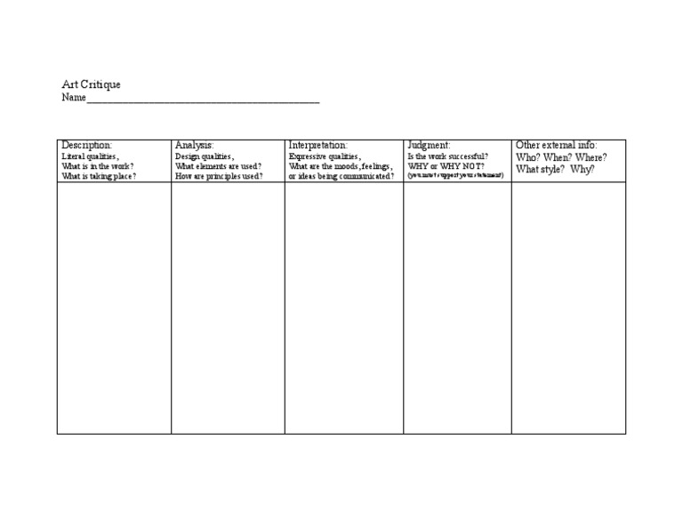Art Critique Template Guide | PDF | Career & Growth | Art