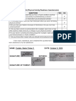 PAR-Q & YOU (Physical Activity Readiness Questionnaire) Questions YES NO