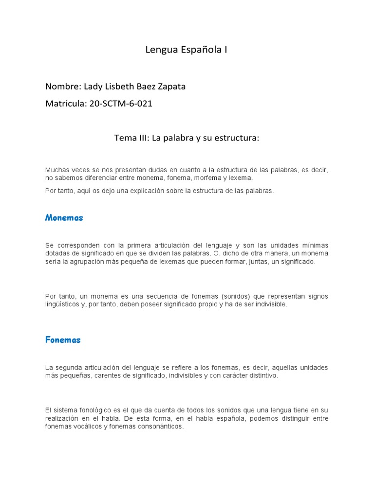 Tema III - La Palabra y Su Estructura | PDF | Palabra | latín