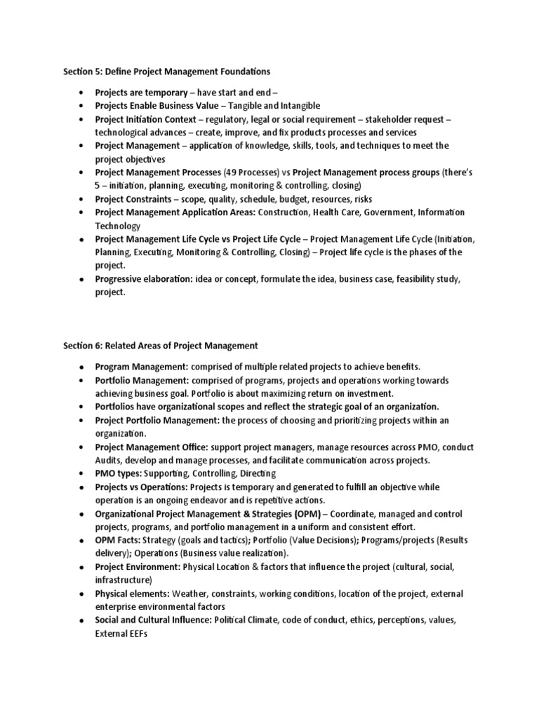 Section 5: Define Project Management Foundations | PDF | Project ...