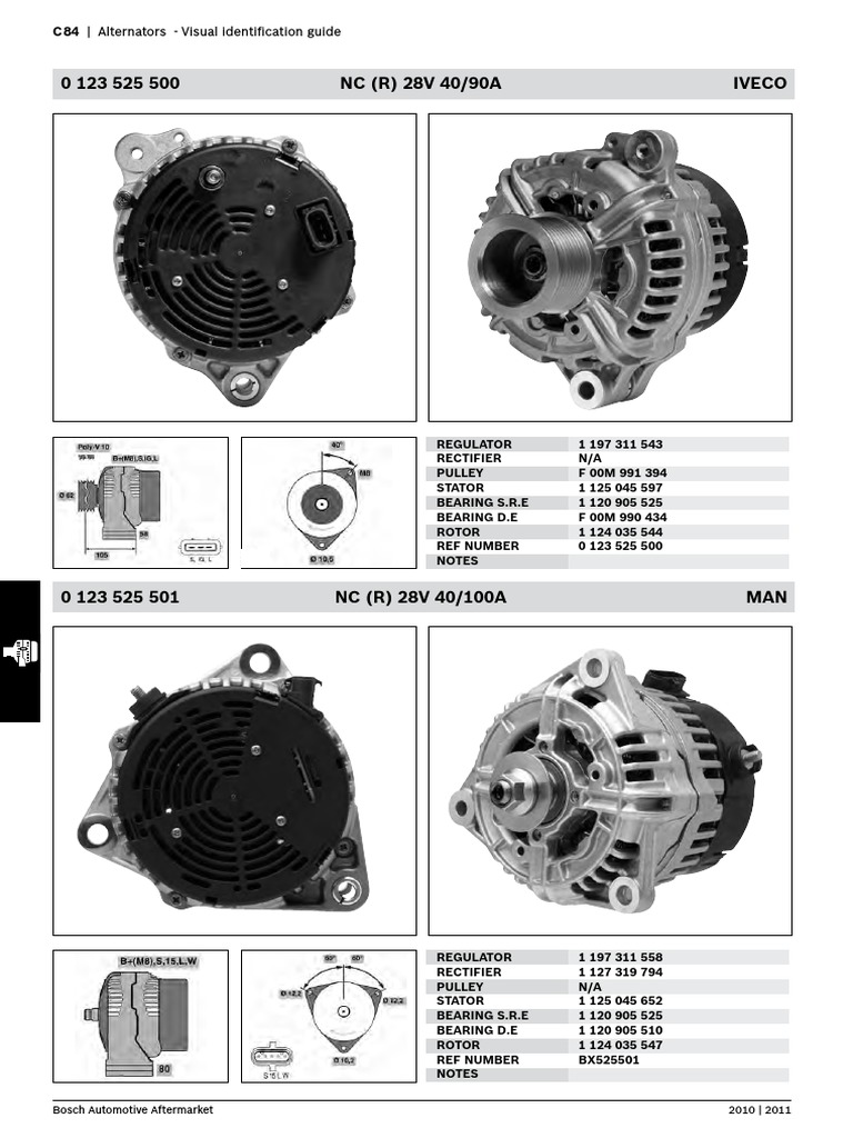Bosch Alternator Identification Guide | PDF | Motor Vehicle | Machines