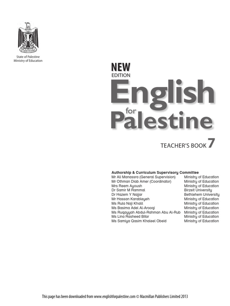 English For Palestine Teachers Book 7 PDF | PDF | Fluency | Learning