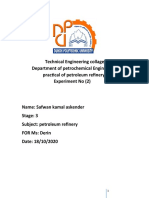 Technical Engineering Collage Department of Petrochemical Engineering Practical of Petroleum Refinery Experiment No