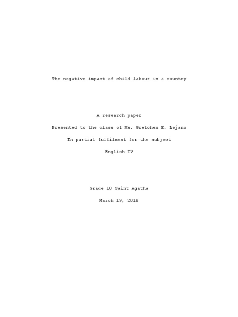 Negative Effects of Child Labour | PDF | Adolescence | Slavery