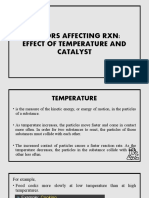 Factors affecting reaction rates: temperature, surface area, concentration and catalyst