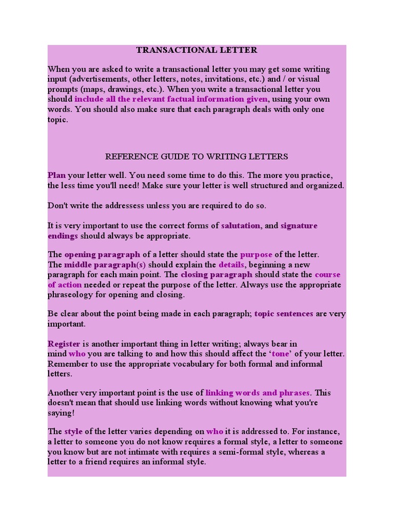 Transactional Letter | PDF | Paragraph | English Language