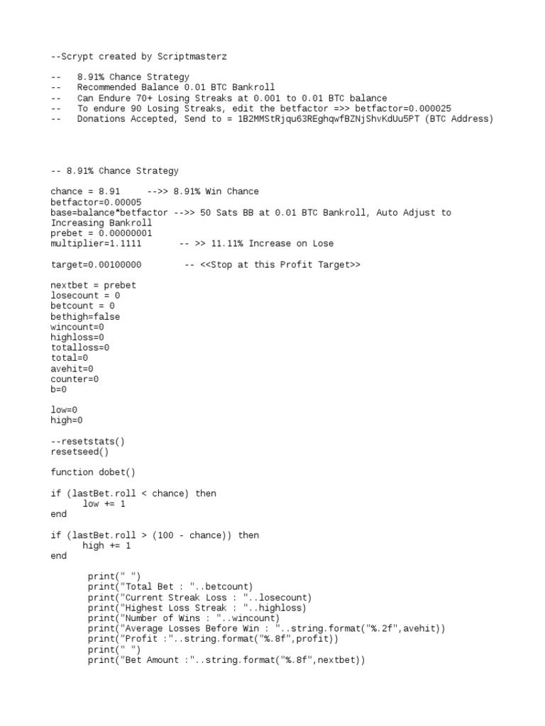 Bitsler Dicebot Script 2017 | PDF | Teaching Methods & Materials
