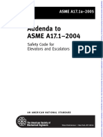 Addenda To ASME A17.1-2004: Safety Code For Elevators and Escalators