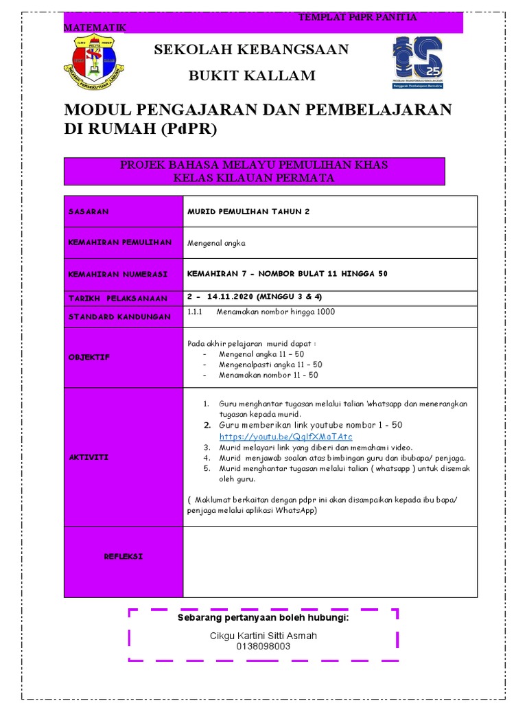 Tahun 2 Pdpr Matematik Pemulihan Khas 2 14 Nov Pdf