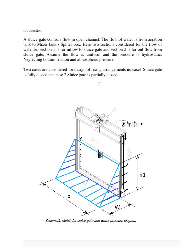 Sluice Gate Design Mathcad PDF Fluid Dynamics Pressure