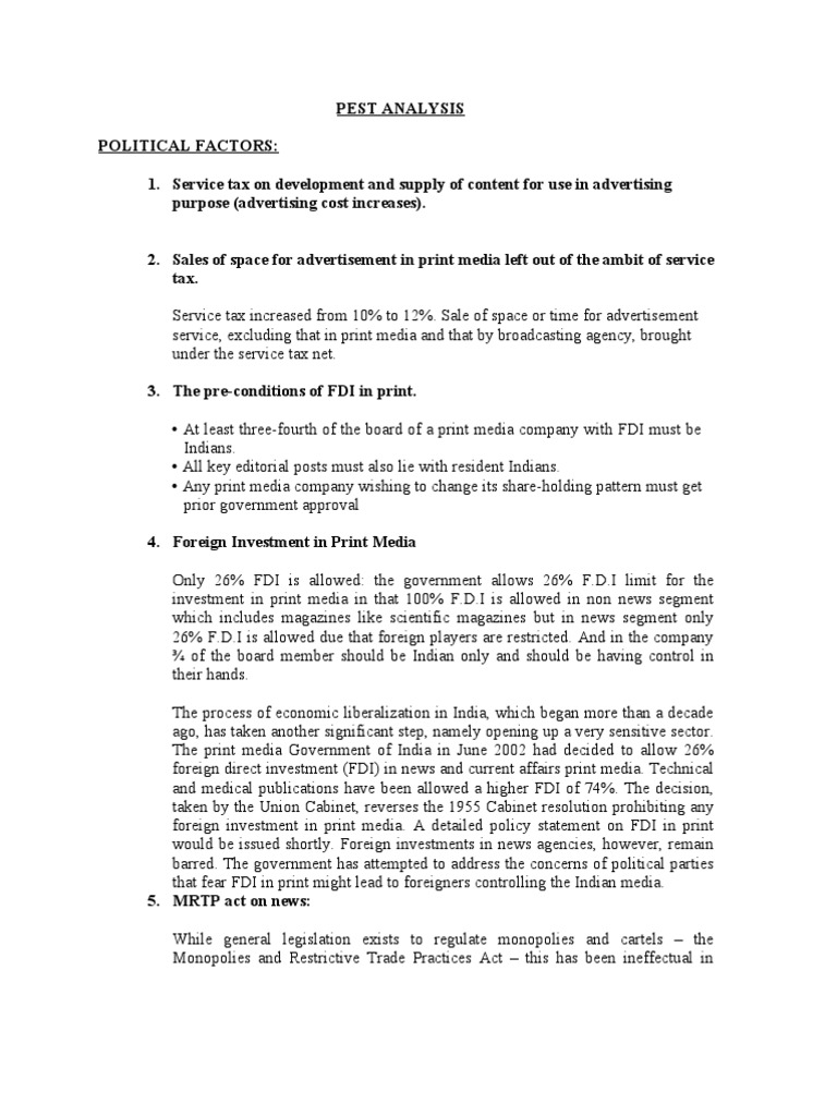 Pest analysis of a business image