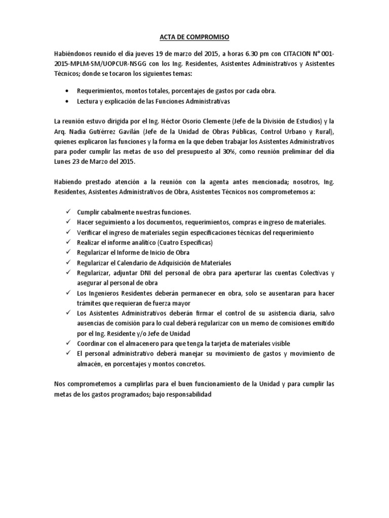 Acta de Compromiso | PDF | Finanzas y dinero | Tecnología