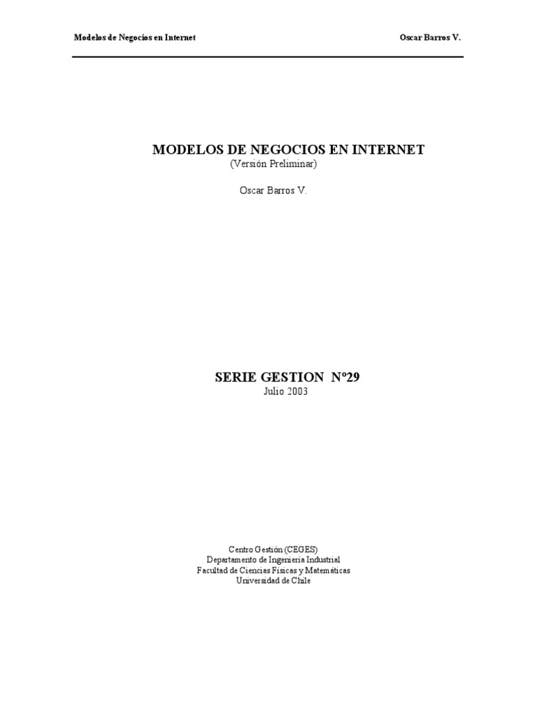 Modelos de Negocios en Internet | PDF | Comercio electrónico | Internet