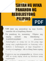 Kasaysayan NG Wikang Pambansa Sa Panahon NG Rebolusyong Pilipino