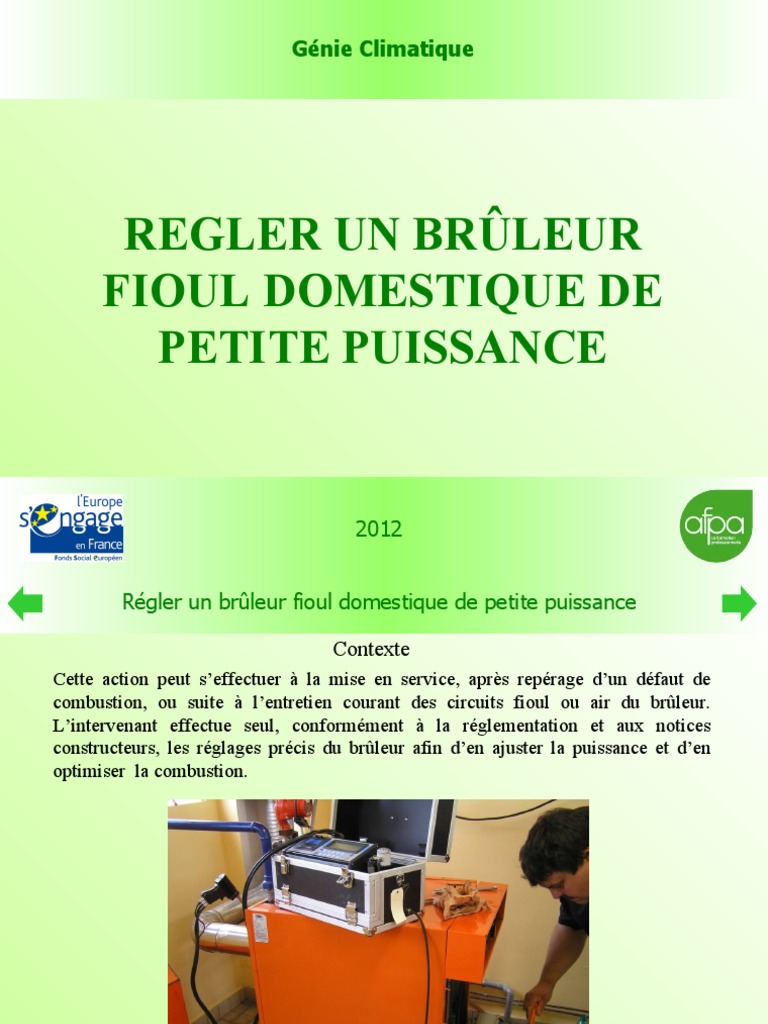 Regler Un Brûleur Fioul Domestique de Petite Puissance Génie — free download