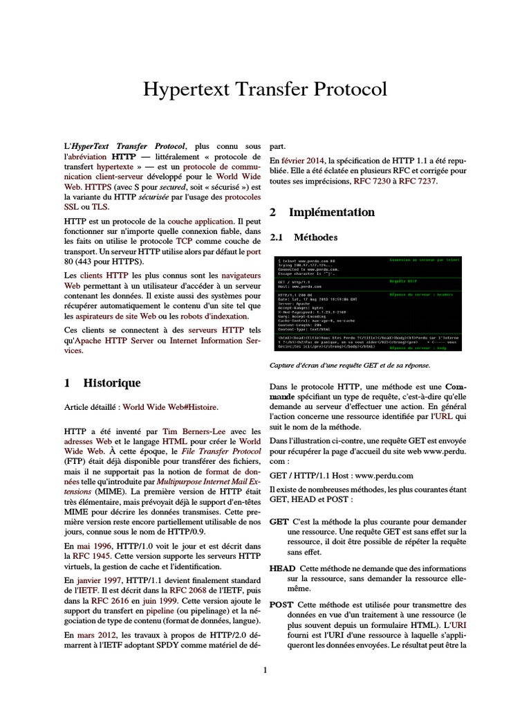 Comprendre le protocole HTTP | PDF | Protocole de transfert hypertexte ...