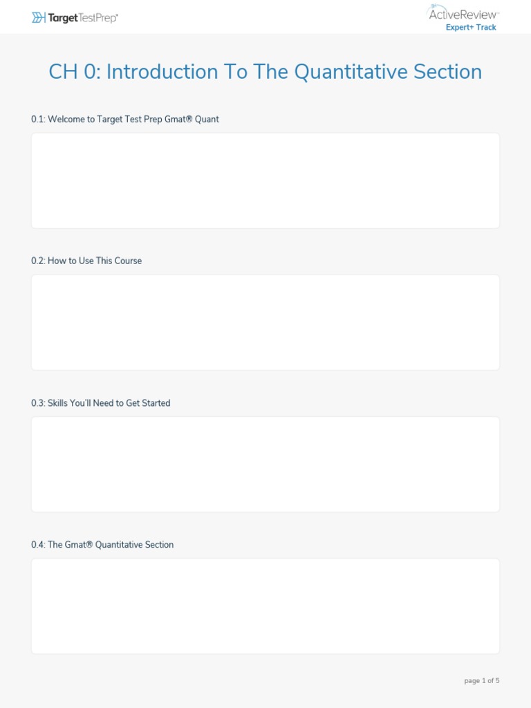 CH 0 Introduction To The Quantitative Section 0.1 To Target