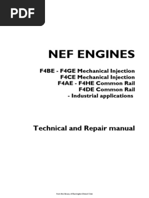 Iveco Nef Engines F4ae Thru F4he Wshop Manual Fuel Injection Turbocharger