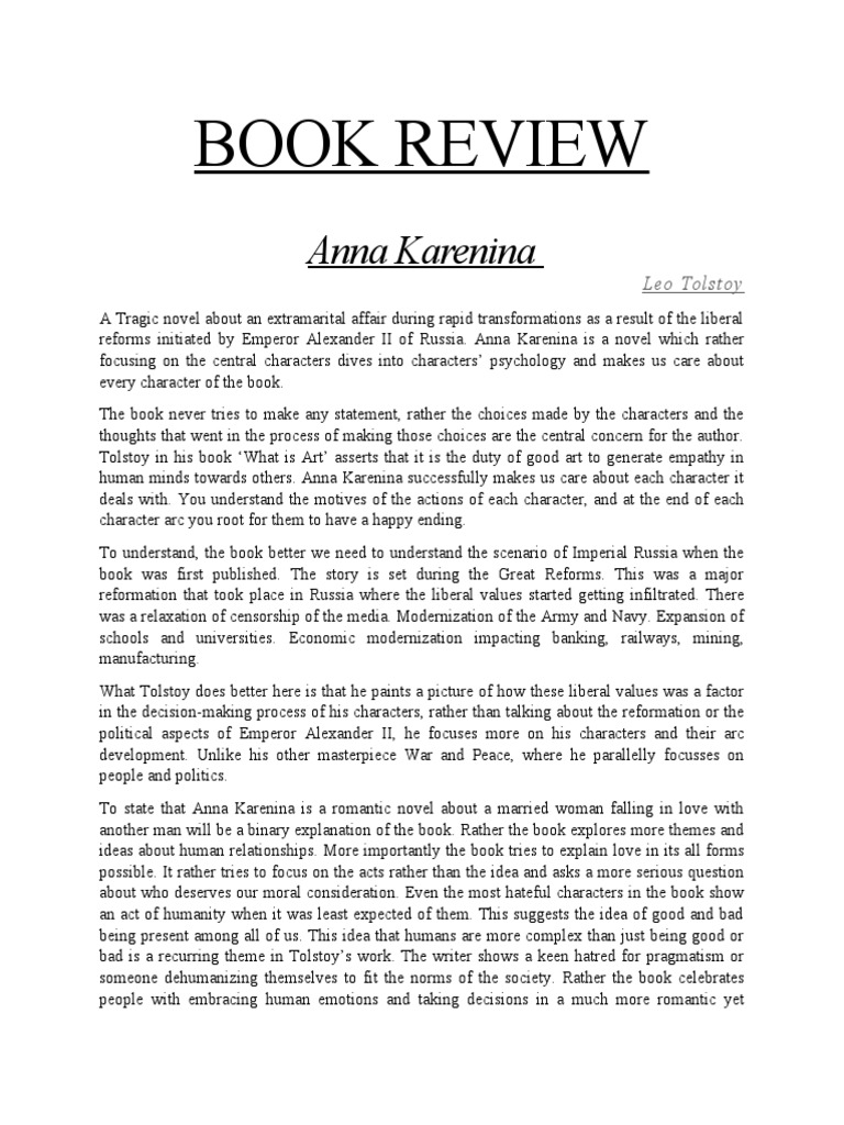 Anna Karenina: A Deep Dive into Human Psychology | PDF | Anna Karenina ...