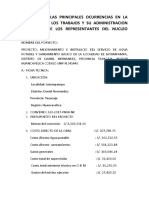 9.1 Resumen de Las Principales Ocurrencias en La Ejecucion de Los y Su Administracion Por Parte D