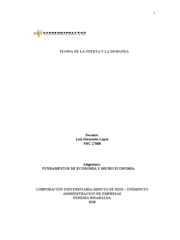 Teoria de La Oferta y La Demanda | PDF | Oferta (economía) | Oferta y ...
