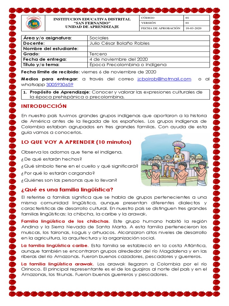 GUIA DE SOCIALES GRADO TERCERO ÉPOCA PRECOLOMBINA | PDF | Pueblos ...