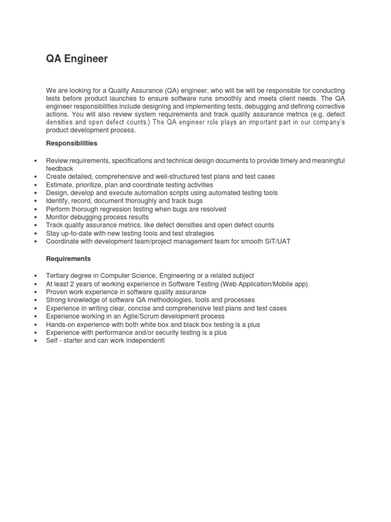 QA Engineer (00B) | PDF
