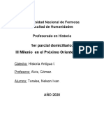 1er Parcial Historia Antigua I - III Milenio en El Próximo Oriente Antiguo - Torales Nelson Ivan