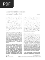 Bel (2010) - Leadership and Innovation