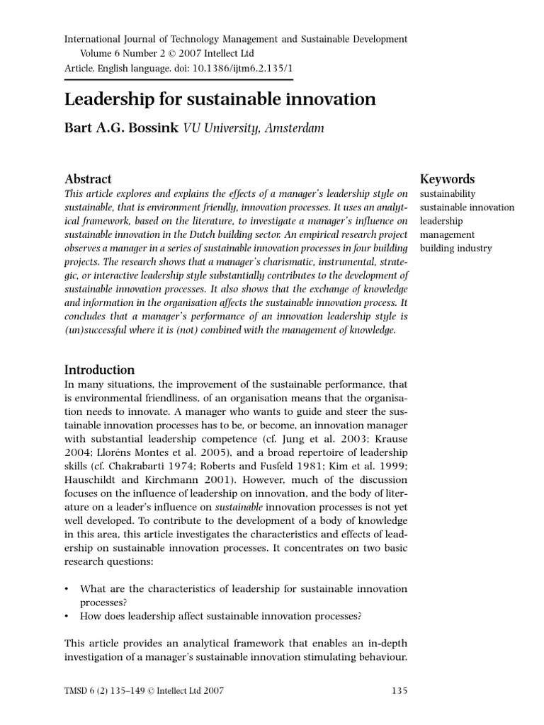 Bossink, B. A. - (2007) - Leadership For Sustainable Innovation PDF ...