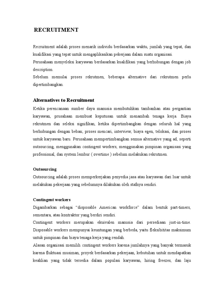 Proses dan Alternatif Rekrutmen | PDF