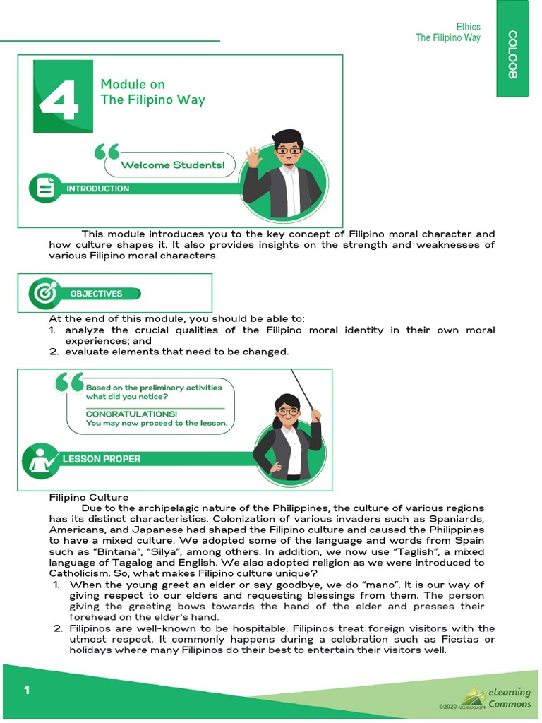 Module On The Filipino Way | PDF | Value (Ethics) | Philippines