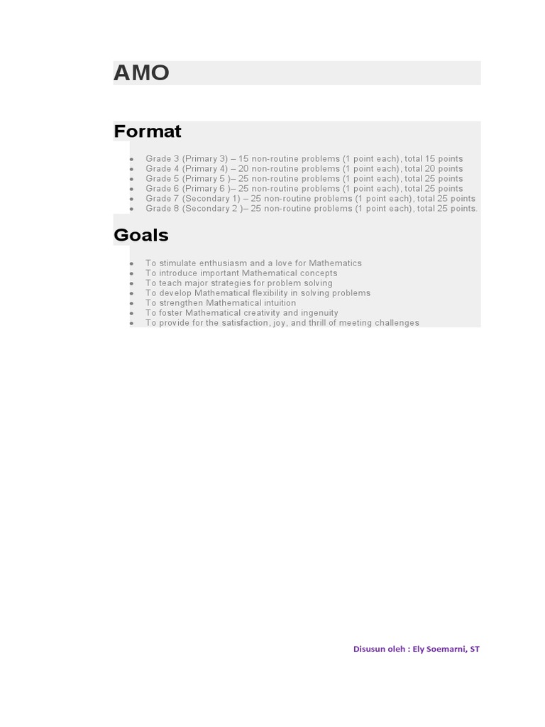AMO Math Problem Format and Goals | PDF