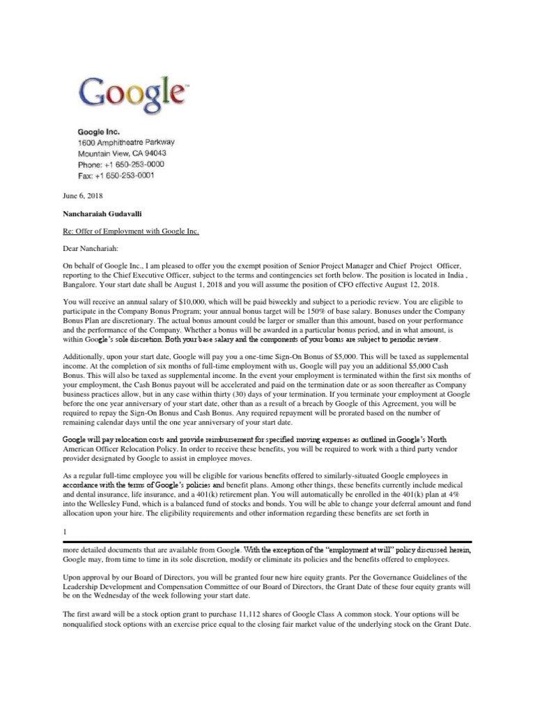 google-letter-offer-nancharaiah-pdf-401-k-employment