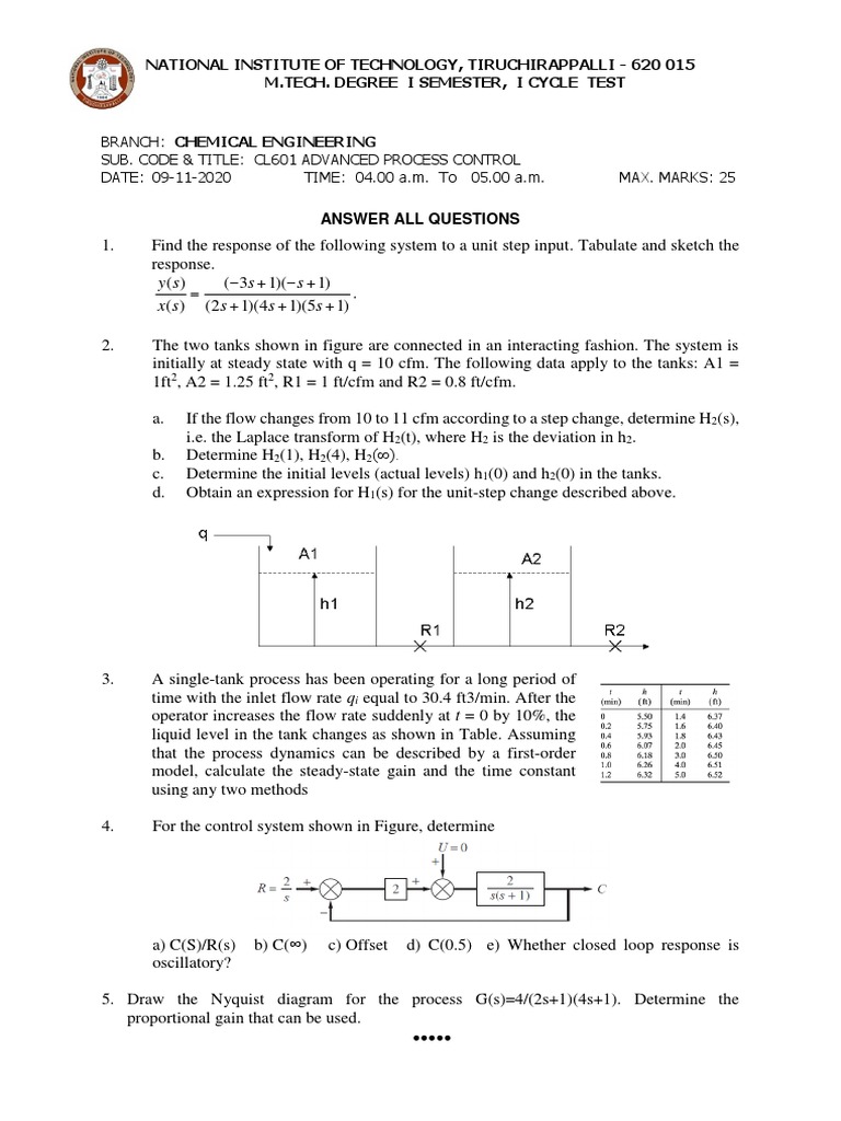 Process Control Test Questions | PDF