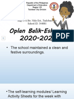 Sto. Niño Senior High School: Oplan Balik-Eskwela 2020-2021