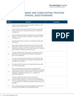 Sales Planning and Forecasting Process Appraisal Questionnaire