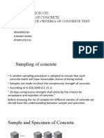 Presentation On: 1: .Sampling of Concrete 2.acceptance Criteria of Concrete Test