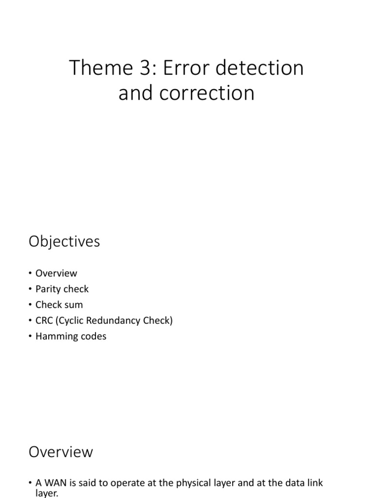Theme 3 Error Detection and Correction | PDF | Error Detection And ...