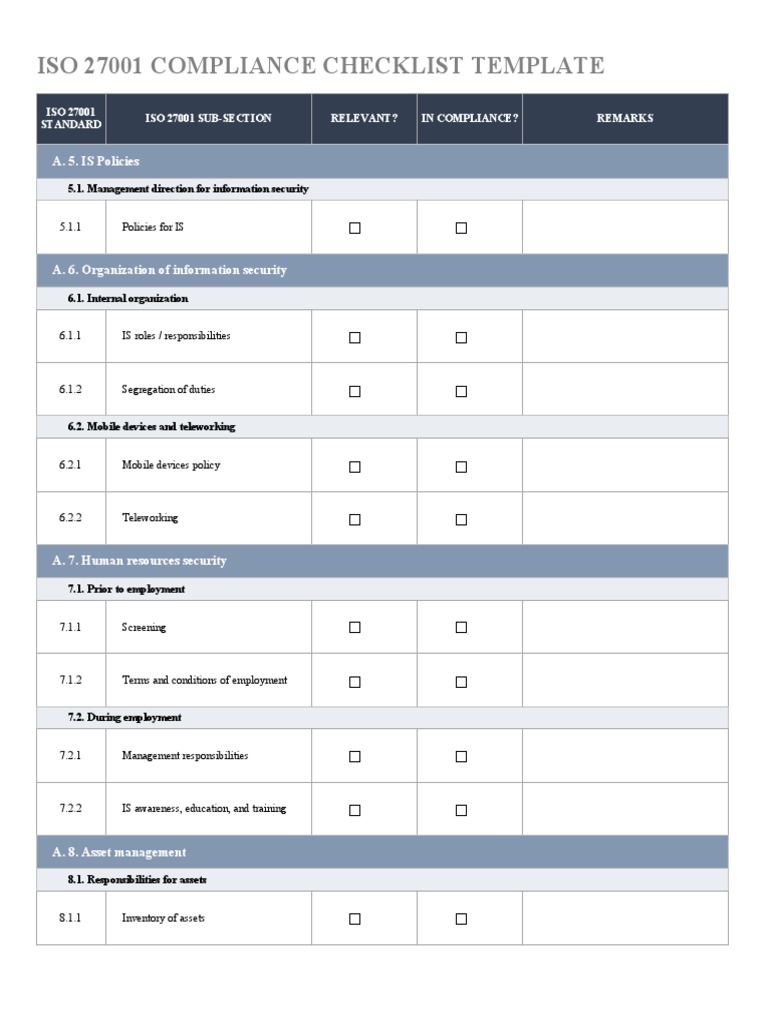 ISO 27001 Checklist PDF Information Security Access Control, 58 OFF