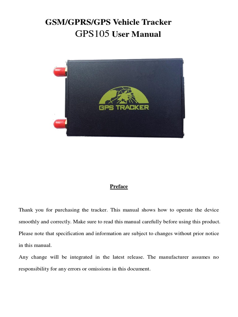 GPS105 Vehicle Tracker User Manual | PDF | General Packet Radio Service ...